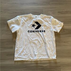 Converse Men's White and Black Logo Tee